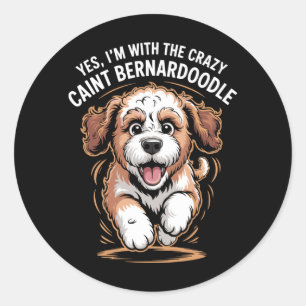 Mens Funny Cute Pet Dog Breed With The Crazy Classic Round Sticker