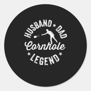 Mens Funny Dad Cornhole Legend Classic Round Sticker