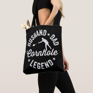 Mens Funny Dad Cornhole Legend Tote Bag