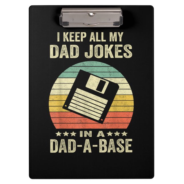 Mens Funny dad Jokes in dad-a-Base Clipboard (Front)