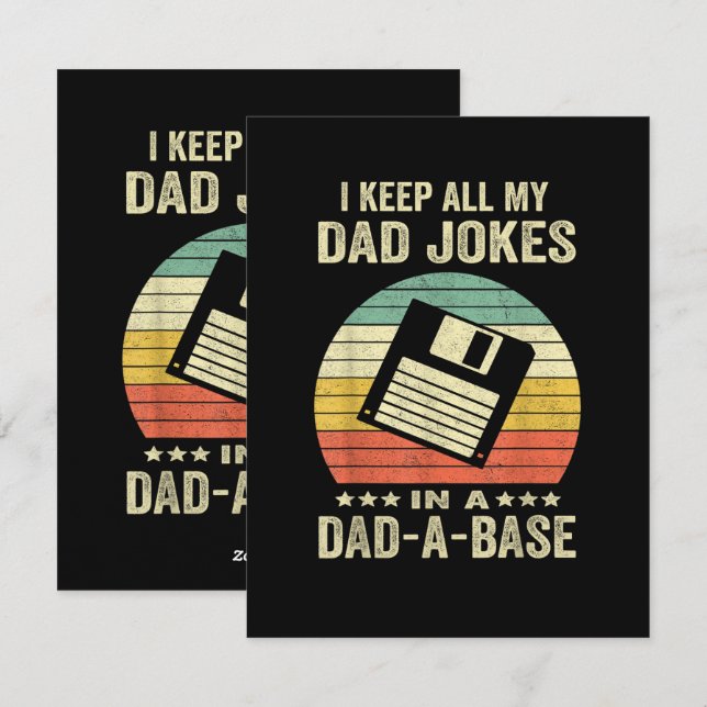 Mens Funny dad Jokes in dad-a-Base Holiday Card (Front/Back)