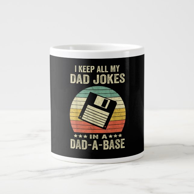 Mens Funny dad Jokes in dad-a-Base Large Coffee Mug (Front)