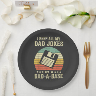 Mens Funny dad Jokes in dad-a-Base Paper Plate