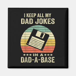 Mens Funny Dad Jokes In Dad-a-base Vintage For Fat Magnet
