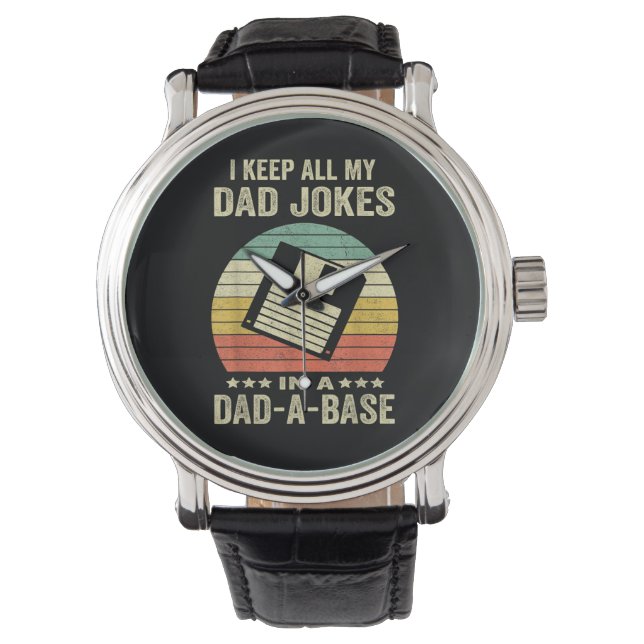 Mens Funny dad Jokes in dad-a-Base Watch (Front)
