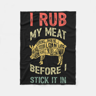 Mens Funny Dad Loves Bbq I Rub My Meat Grilling Sm Fleece Blanket