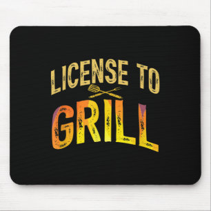 Mens Funny Dad Loves Bbq License To Grill Meat Smo Mouse Mat