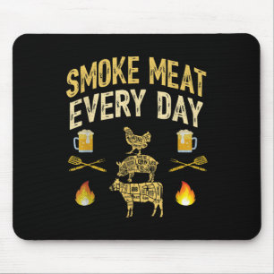 Mens Funny Dad Loves Bbq Smoke Meat Every Day Gril Mouse Mat