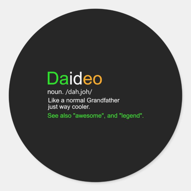 Mens Funny Daideo Ireland Grandfather Grandpa  Classic Round Sticker (Front)