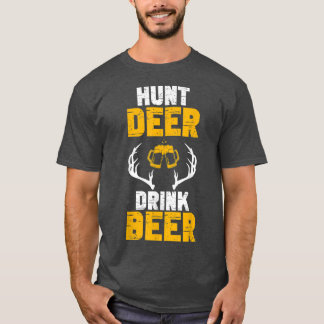 Mens Funny Deer Hunter Hunting Hunt Deer Drink Bee T-Shirt