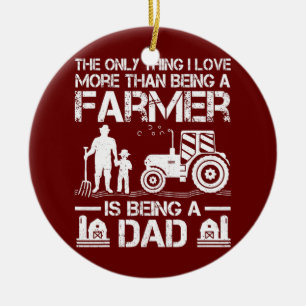 Mens Funny Farming Tractor Retro Farmer Dad Ceramic Tree Decoration