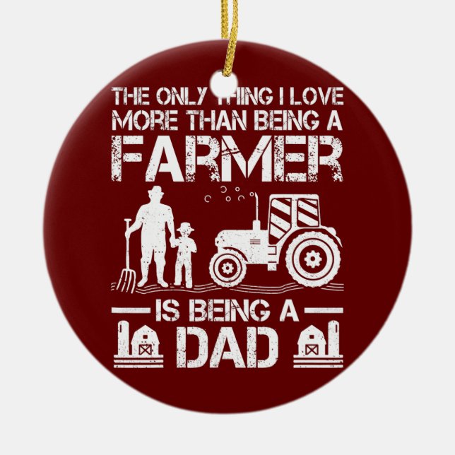 Mens Funny Farming Tractor Retro Farmer Dad Ceramic Tree Decoration (Front)