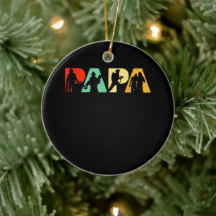 Mens Funny Fathers Day Gift  Funny Firefighter Dad Ceramic Tree Decoration
