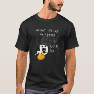 Mens Funny Ghost Meme - Ma Hat Ma Cat Ma Pumpkin M T-Shirt