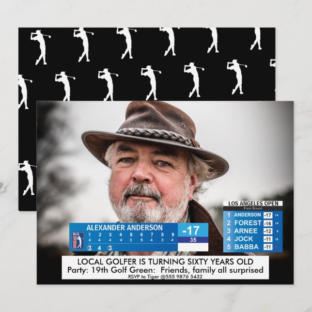 Mens Funny 🏌️‍♂Golf News 40th 50th 60th Birthday  Invitation (Front/Back)