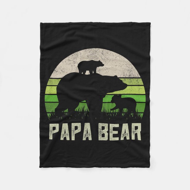 Mens Funny Grandpa From Grandkids Papa Bear 2 Fleece Blanket (Front)