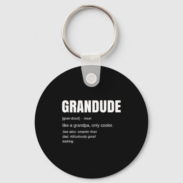 Mens Funny Grandude Cool Grandpa Novelty  Key Ring (Front)