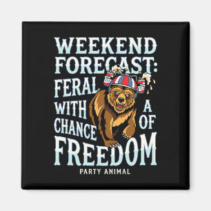 Mens funny grizzly bear patriotic summer freedom magnet