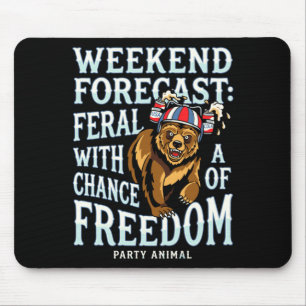 Mens funny grizzly bear patriotic summer freedom mouse mat