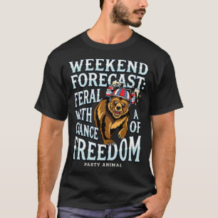 Mens funny grizzly bear patriotic summer freedom T-Shirt