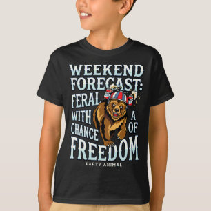Mens funny grizzly bear patriotic summer freedom T-Shirt