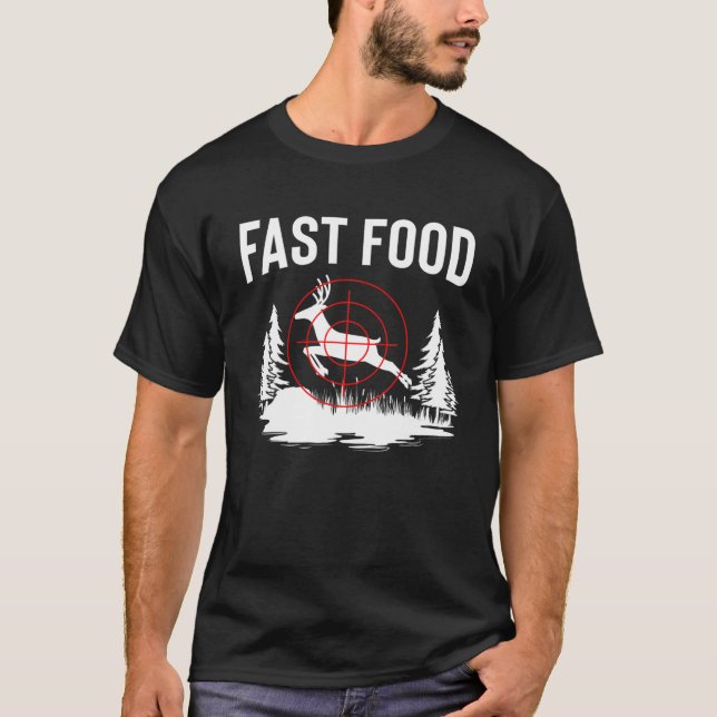 Mens Funny I Like Fast Food Camoflage Deer Hunting T-Shirt (Front)