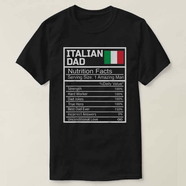 Mens Funny Italian Dad Nutritional Facts Fathers D T-Shirt (Design Front)
