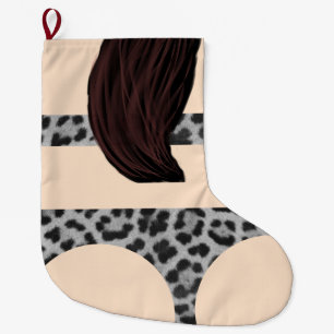 Mens Funny Leopard Cat Print Bikini Girl Large Christmas Stocking