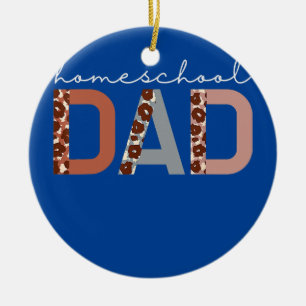 Mens Funny Leopard Pattern Teacher Homeschool Dad Ceramic Tree Decoration