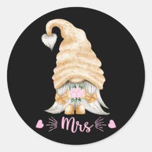 Mens Funny Mrs And Mr Gnome Wedding Tee - Cute Classic Round Sticker