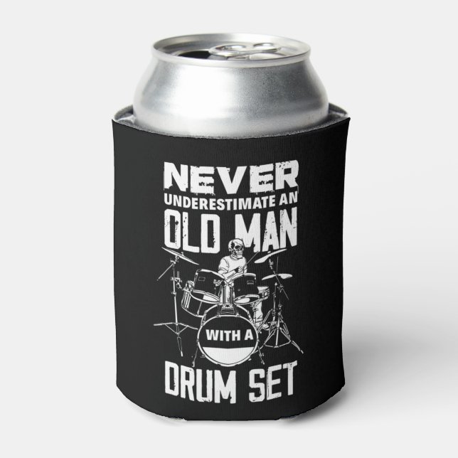 Mens Funny Never Underestimate An Old Man With A D Can Cooler (Can Front)
