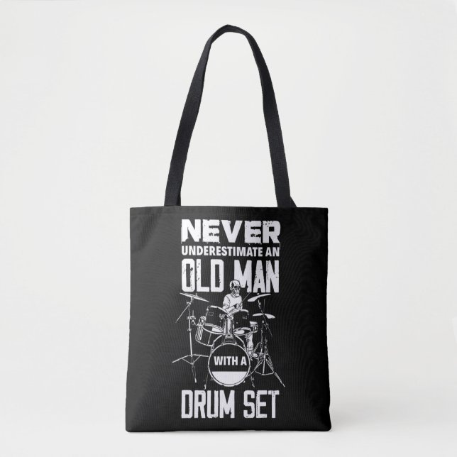 Mens Funny Never Underestimate An Old Man With A D Tote Bag (Front)