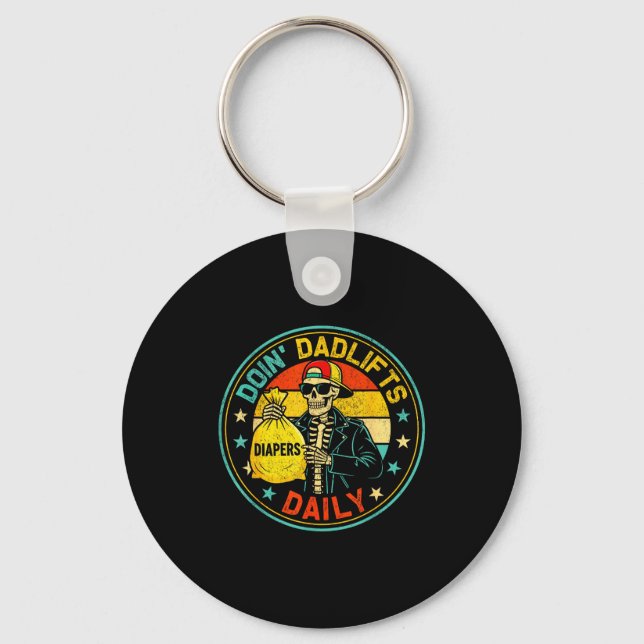 Mens Funny New Dad Doin' Dadlifts Daily Men Father Key Ring (Front)