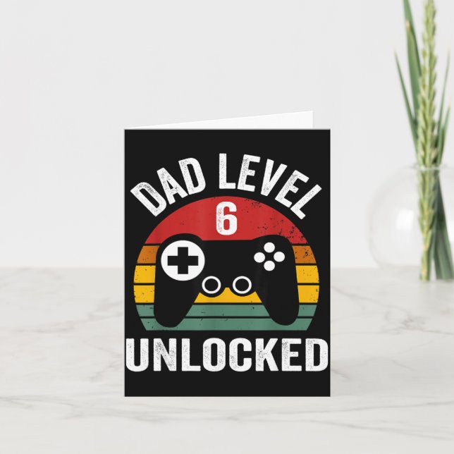 Mens Funny New Dad Shirt Dad Level 6 Unlocked For  Card (Front)
