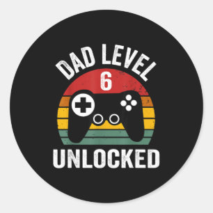 Mens Funny New Dad Shirt Dad Level 6 Unlocked For  Classic Round Sticker