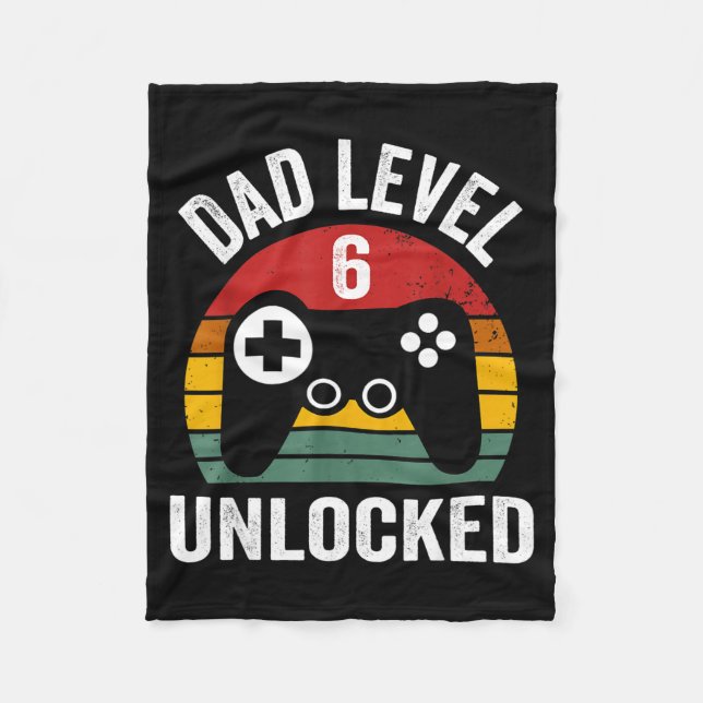 Mens Funny New Dad Shirt Dad Level 6 Unlocked For  Fleece Blanket (Front)