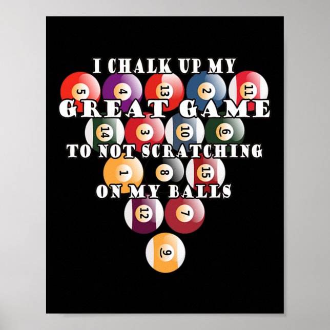 Mens Funny No Scratching Scratch Game Pool Billiar Poster (Front)