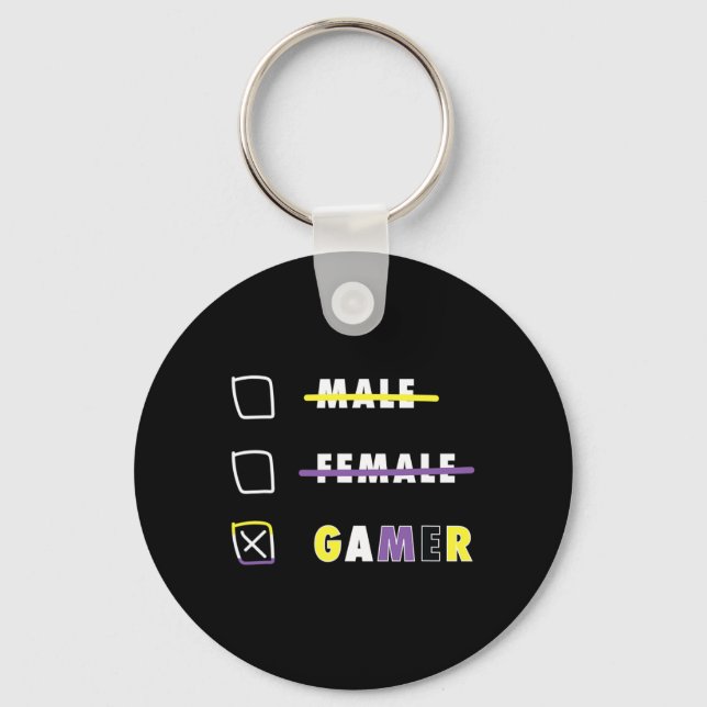 Mens Funny Nonbinary Gamer En  Key Ring (Front)
