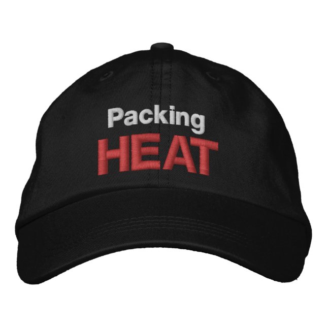Mens Funny Novelty Golf PACKING HEAT Embroidered Hat (Front)