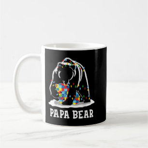 Mens Funny Papa Bear Autism Awareness Autism Match Coffee Mug