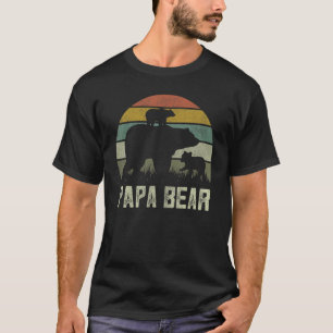 Mens Funny Papa Bear Cub 2 Kids Fathers Day Grand T-Shirt