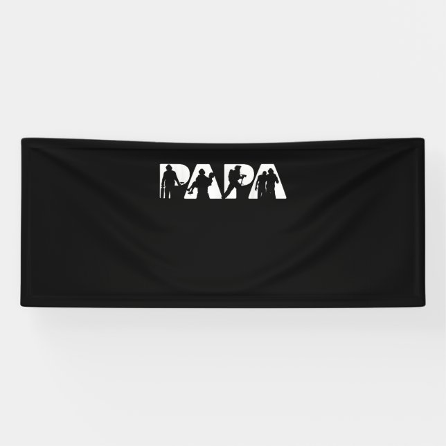 Mens Funny Papa Firefighter Fathers Day Banner (Horizontal)