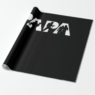 Mens Funny Papa Firefighter Fathers Day Wrapping Paper