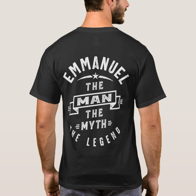 Mens Funny Personalised Name Emmanuel T-Shirt (Back)