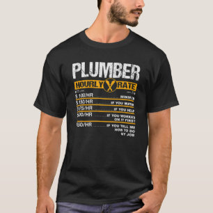 Mens Funny Plumper Hourly Rate Price Chart Pipefit T-Shirt