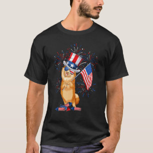 Mens Funny Pomeranian With USA Hat Firework Kids G T-Shirt