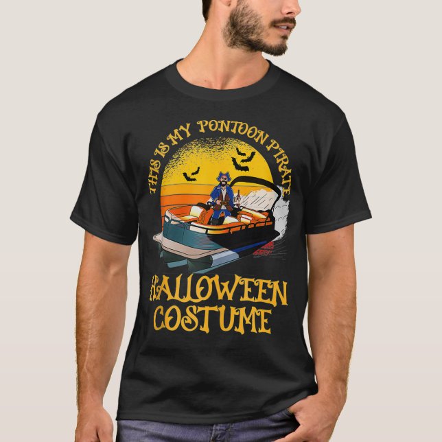 Mens Funny Pontoon Boat Pirate Captain Costume  Ha T-Shirt (Front)