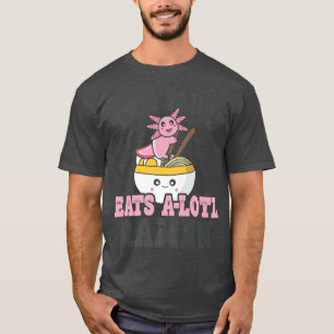 Mens Funny Ramen Loving Padre Cute Axolotl Eating T-Shirt