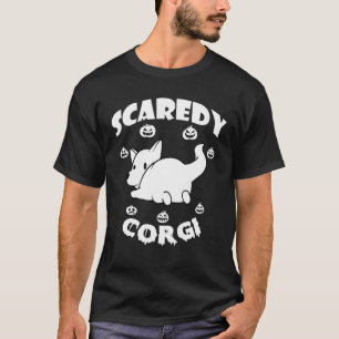 Mens Funny Scaredy Corgis Halloween T-Shirt