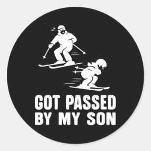 Mens Funny Skiing T Shirt - Got Ped By My Son  Classic Round Sticker